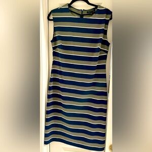 NWT women’s Banana Republic, blue/gray striped dress. Size 10 Knee length.